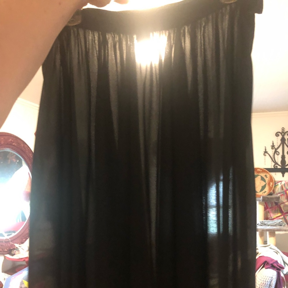 Black sheer gathered circle skirt midi maxi